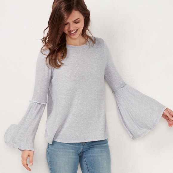 LC Lauren Conrad Tops - LC LAUREN CONRAD Ruffle Trim Bell Sleeve Top